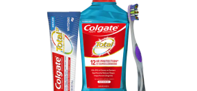 Produkte von Colgate-Palmolive: Zahnbürste, Zahnpasta und Mundspülung