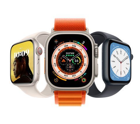 Auf dem Bild sind drei Apple Watches zu sehen in verschiedenen Ausführungen zu sehen.