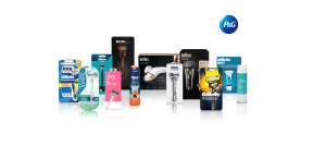 Auf dem Bild sind Procter & Gamble Produkte zu sehen. Vor allem Rasierer von Gillette und Braun, sowohl Hand- als Elektrorasierer.
