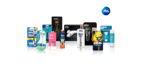 Auf dem Bild sind Procter & Gamble Produkte zu sehen. Vor allem Rasierer von Gillette und Braun, sowohl Hand- als Elektrorasierer.