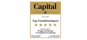 Hier ist die Auszeichnung des Capital Instituts für Vermögensaufbau für den Unternehmerfonds Wagner & Florack zu sehen.