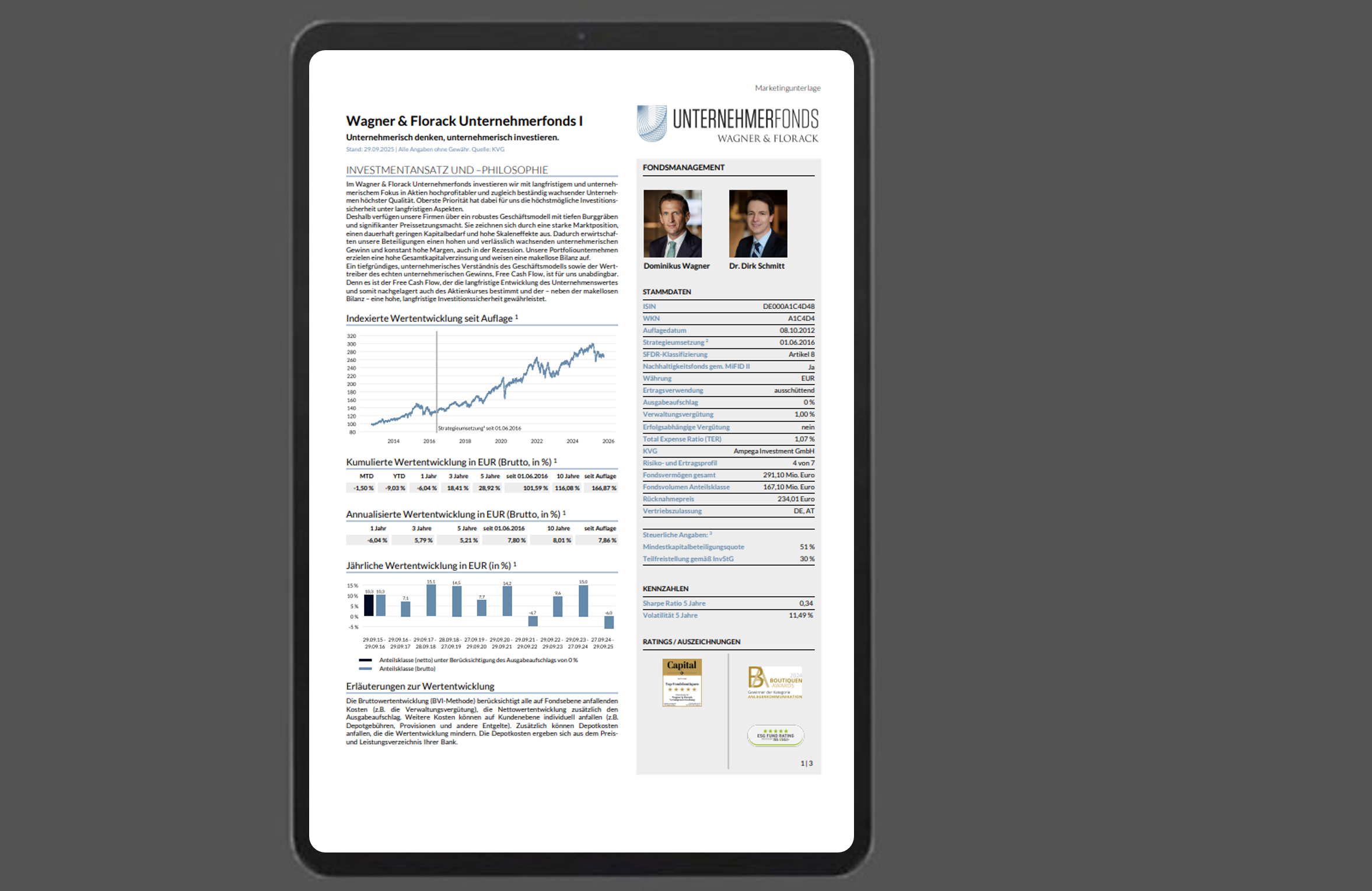 Das Fact Sheet gibt Auskunft über die relevanten Daten des Fonds und die tagesaktuelle Wertentwicklung.