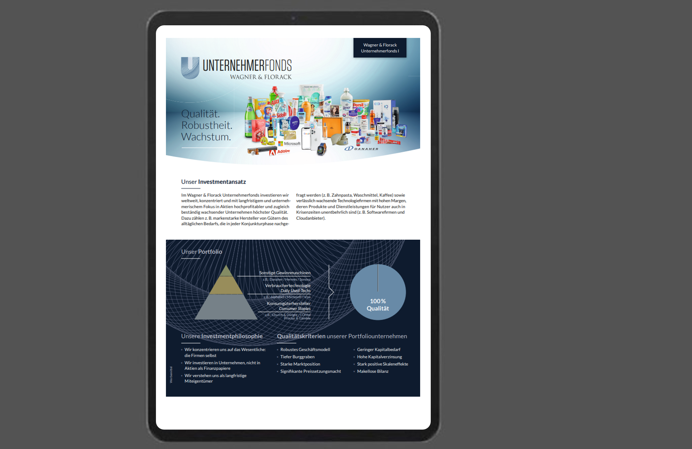 Der Two Pager porträtiert auf zwei Seiten den Unternehmerfonds