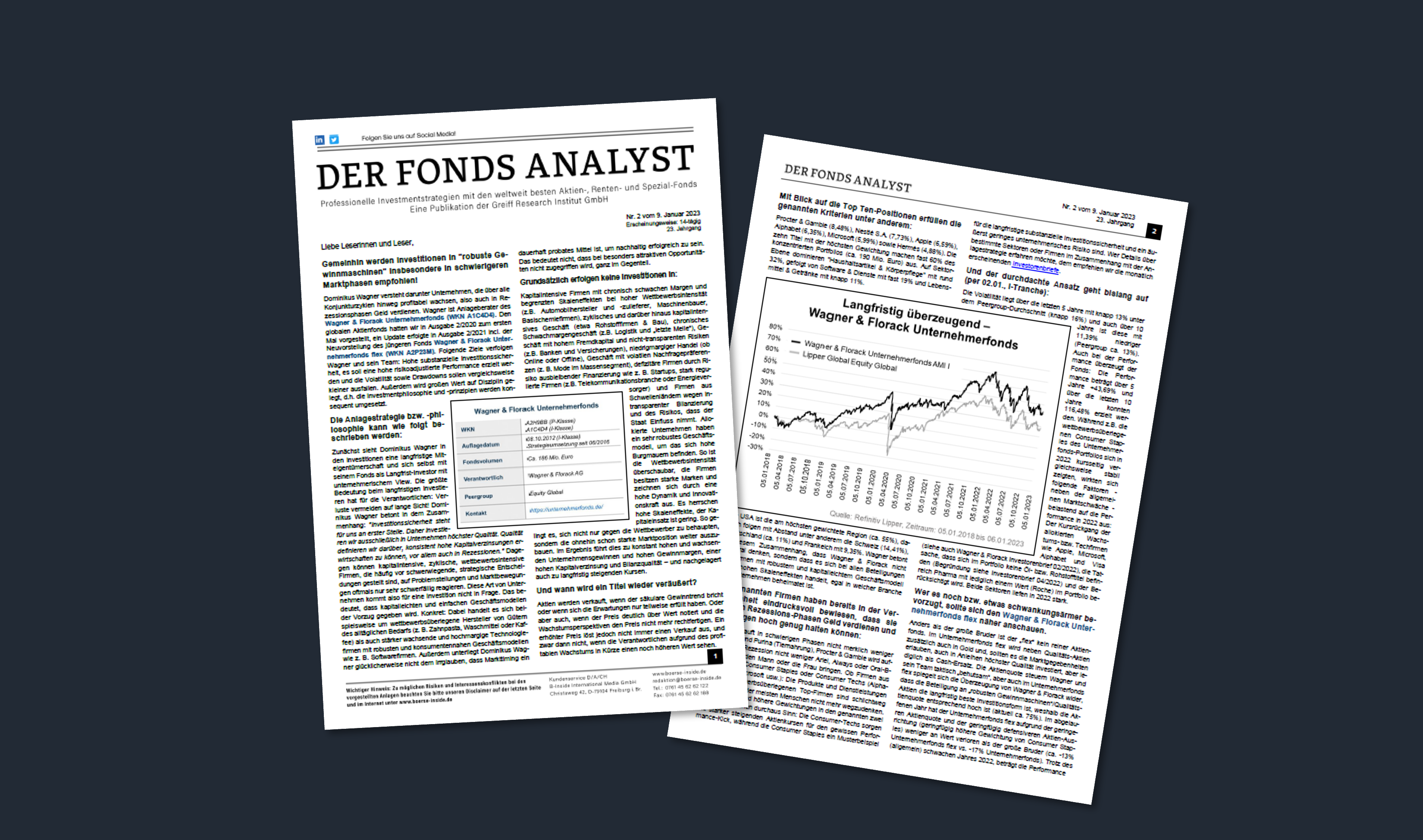 Auf dem Bild sind zwei Seiten des Anlagebriefs 